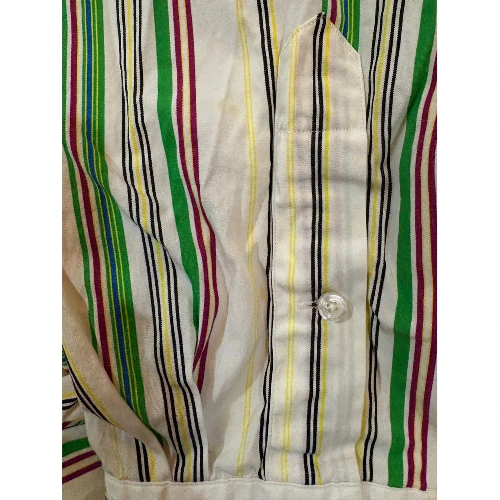 Ralph Lauren Custom Fit Striped Button Down Shirt 18 XXL Green Purple‎ White